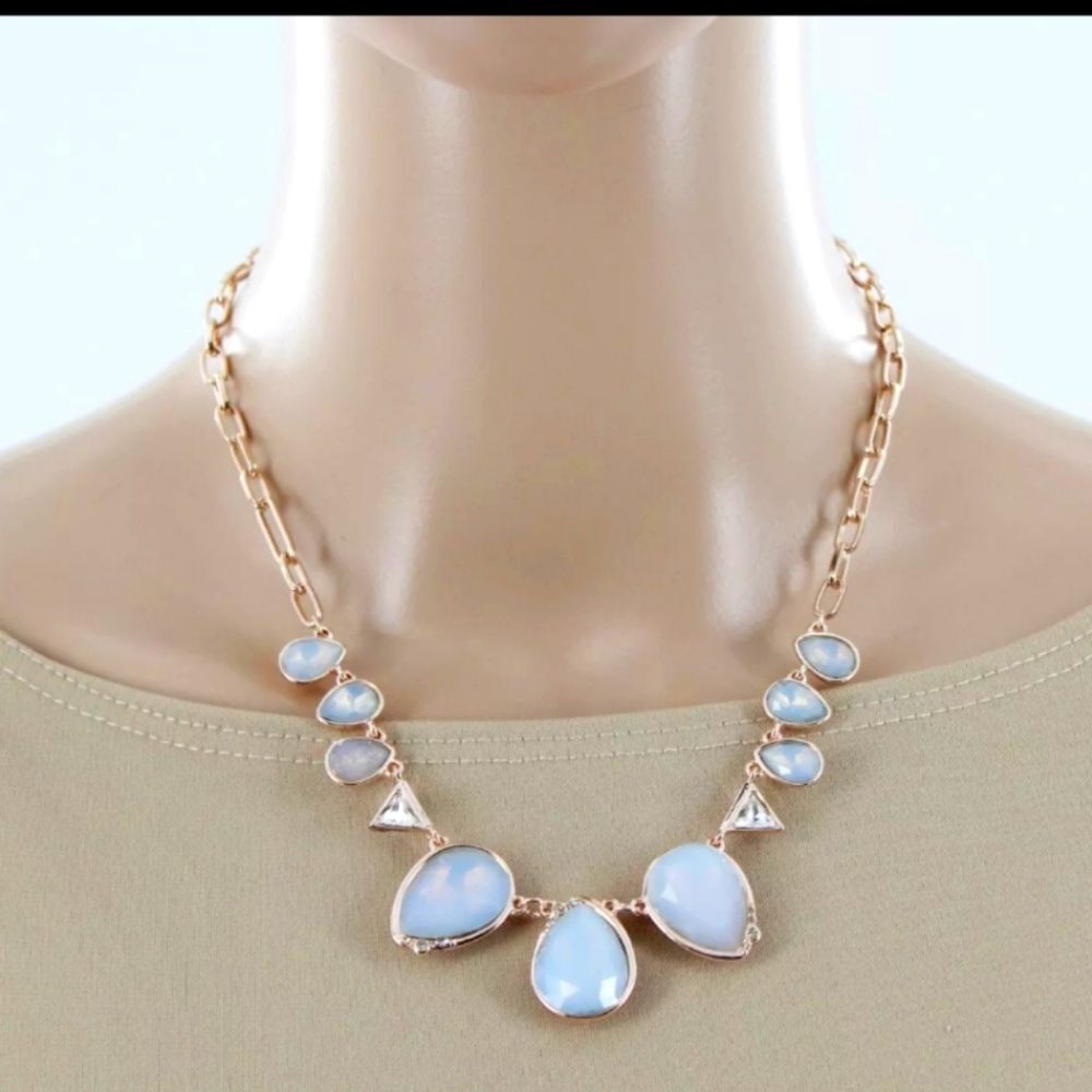 French Connection Rose Gold White Opal Necklace NWT 18"